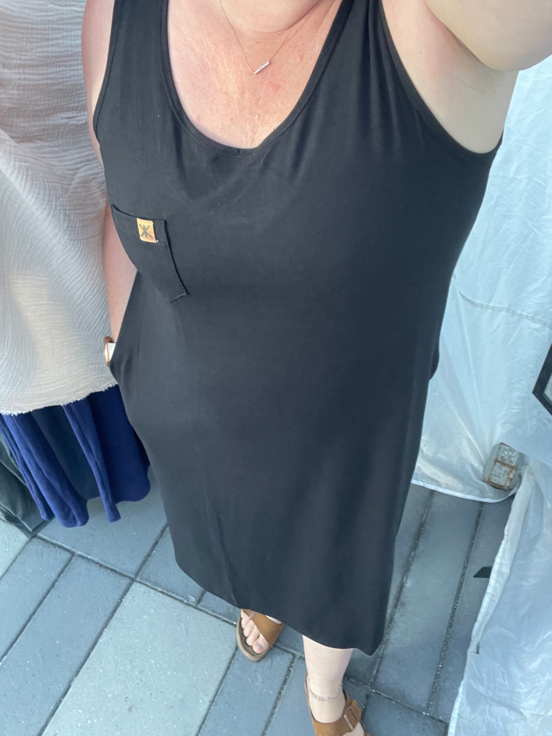 Black Bamboo MIDI Pocket Dress