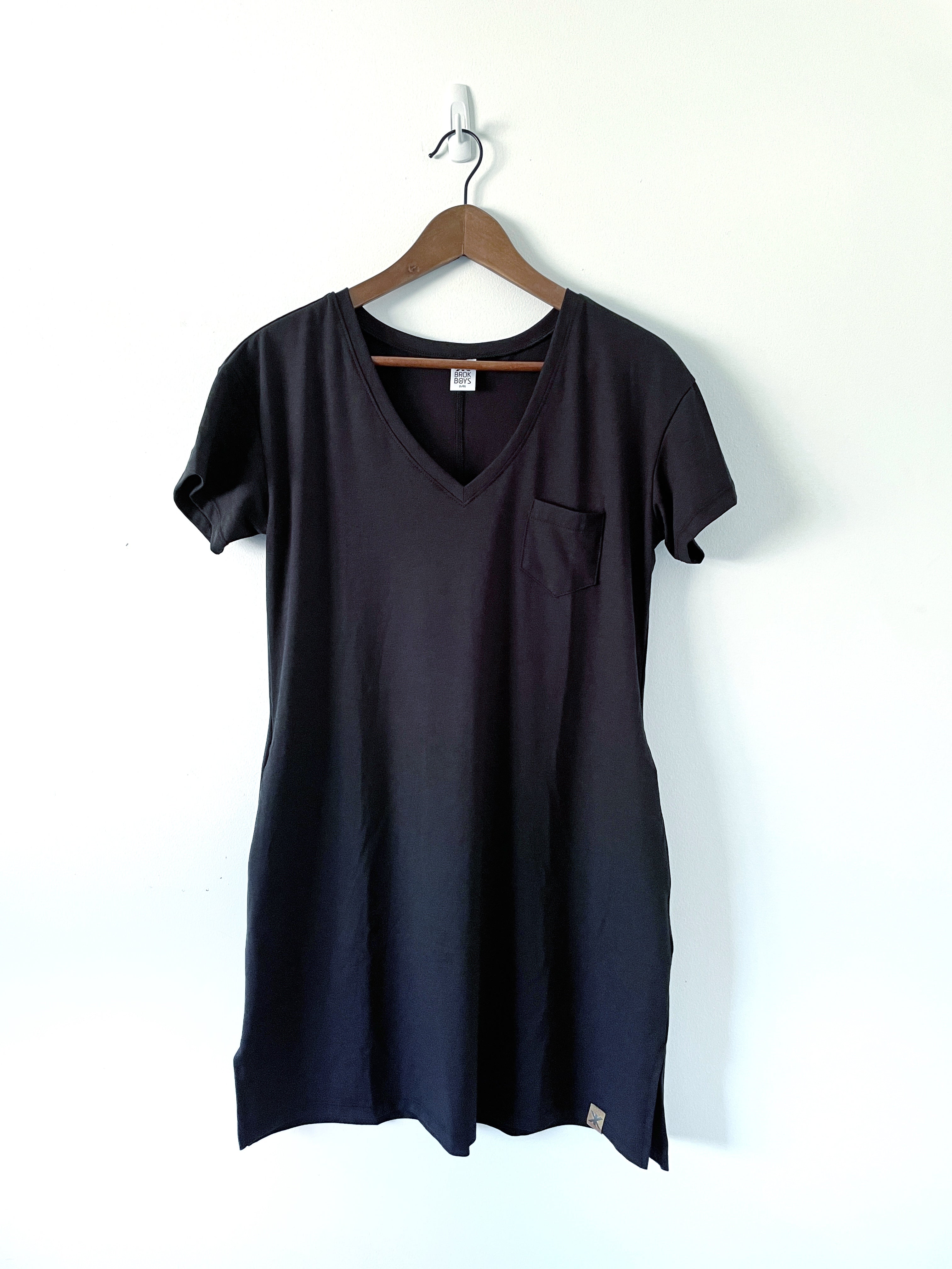 Everyday Black Bamboo Pocket Dress XS->XXXL