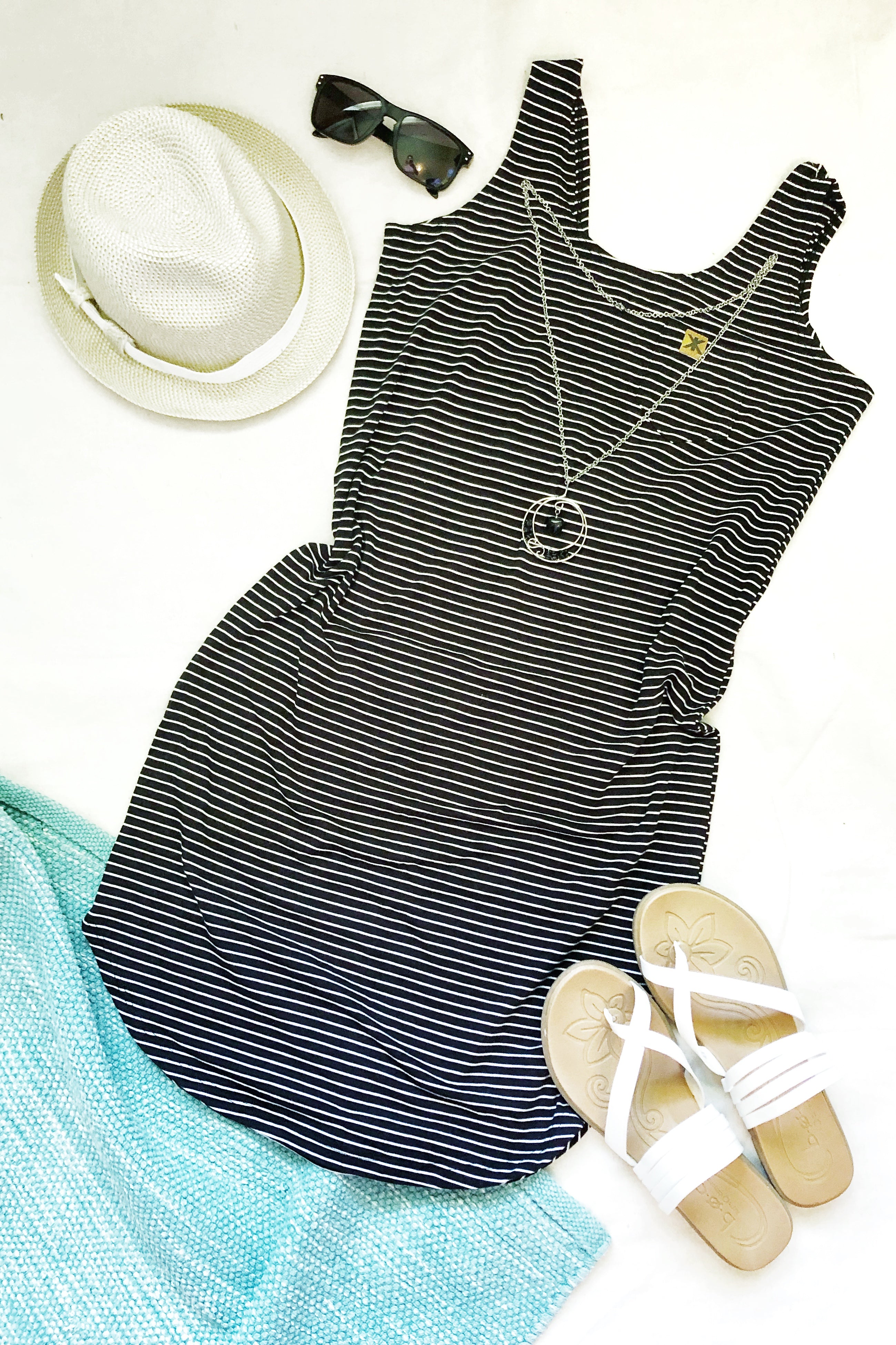 Reverse Stripe Bamboo Tank Dress